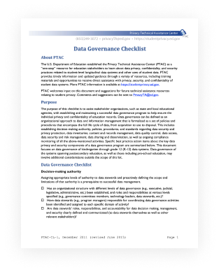Data Governance Checklist