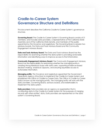 Cradle-to-Career System Governance Structure and Definitions