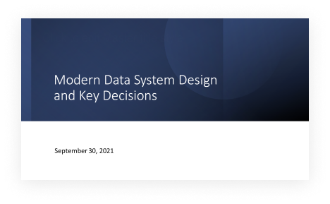 Modern Data System Design and Key Decisions