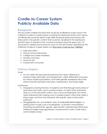 Cradle-to-Career System Publicly Available Data