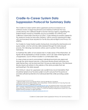 Cradle-to-Career System Data Suppression Protocol to Summary Data