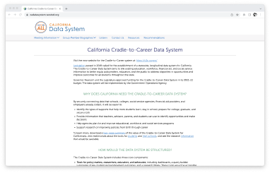 California Data System website